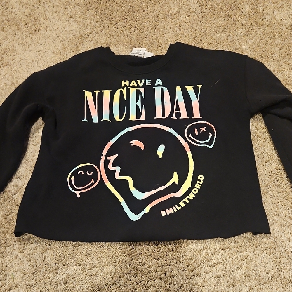 SmileyWorld Kids Black Sweatshirt - Have a Nice Day Design